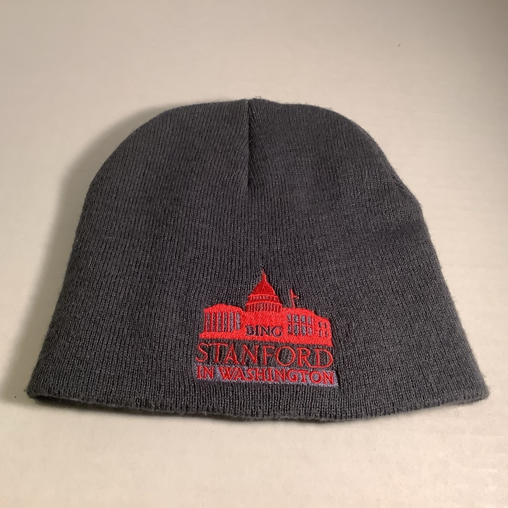 BSIW Gray Beanie Red Stitched Logo One Size Unisex